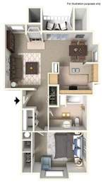  Floor Plan 1 Bed 1 Bath Creekside