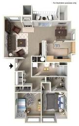 Floor Plan 2 Bed 1 Bath Glacier