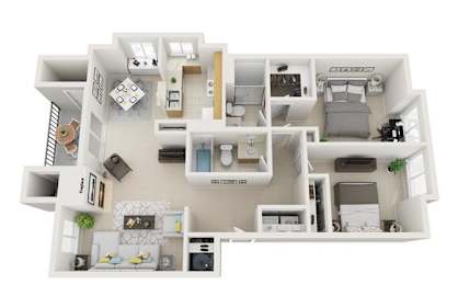  Floor Plan 2 Bed 2 Bath Rainer