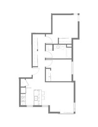  Floor Plan 2 Bed 1 Bath B1