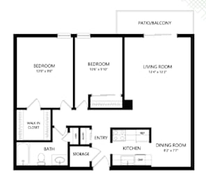  Floor Plan Two Bedroom 870