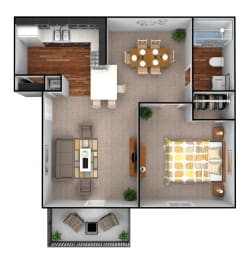 Floor Plan  One bedroom unit at Triangle Park Apartments, Durham, 27713