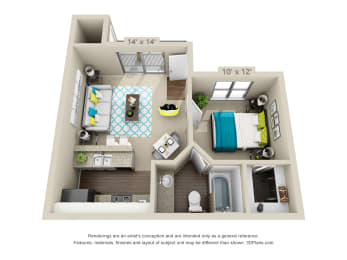 Floor Plan  3D floorplan of The Vaughn