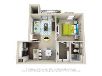 Floor Plan  3D floorplan of The Crenshaw
