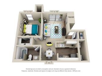 Floor Plan  3D floorplan of The Barton