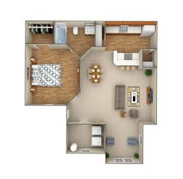 1Bed 1Bath Floor Plan at Country Oaks Apartments, Texas