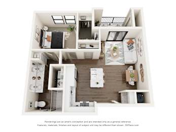 1Bed 1Bath Floor Plan at Tapestry Centerpoint, San Marcos, 78666