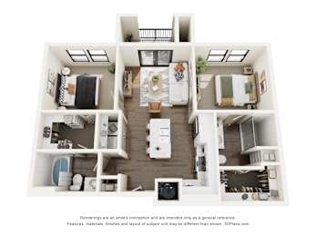 2Bed 2Bath Floor Plan at Tapestry Centerpoint, San Marcos