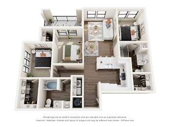 3Bed 2Bath Floor Plan at Tapestry Centerpoint, Texas, 78666