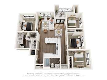 4Bed 2Bath Floor Plan at Tapestry Centerpoint, San Marcos, TX, 78666