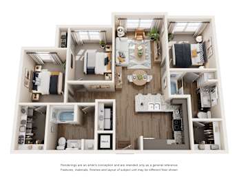 A series of images showing different room layouts and furnishings.