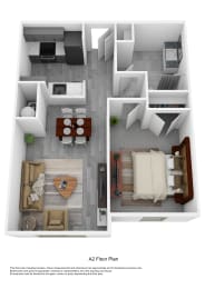 Floor Plan  a stylized 3d floor plan with a bedroom and living room