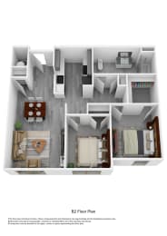 Floor Plan  a stylized 3d floor plan with a bedroom and a living room