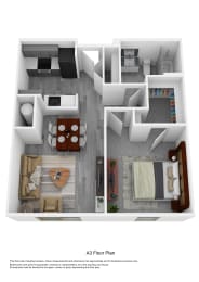 Floor Plan  a 3d floor plan with a bedroom and living room