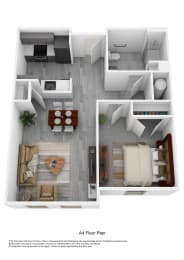 Floor Plan  a stylized 3d floor plan with a bedroom and living room
