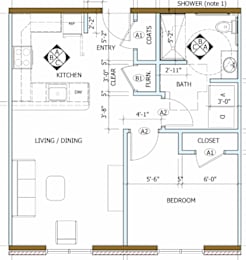  Floor Plan One Bedroom