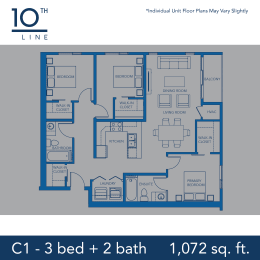  Floor Plan Three Bedroom Two Bathroom
