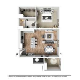 A series of images showing different views of a small apartment.