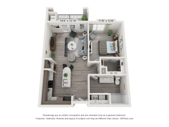  Floor Plan 1 Bedroom