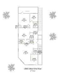 Floor plan for a 2nd floor apartment at 2801 West End Ave.