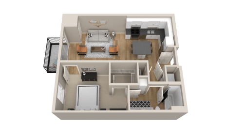 Vintage on Selby | James | Two Bedroom with Den Apartment 3D Floorplan
