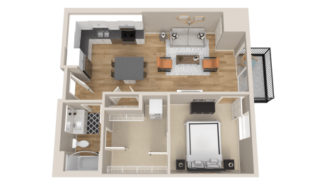 Vintage on Selby | Mae | One Bedroom Apartment 3D Floorplan