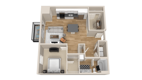 Vintage on Selby | Elizabeth with Den | One Bedroom plus Den Apartment 3D Floorplan