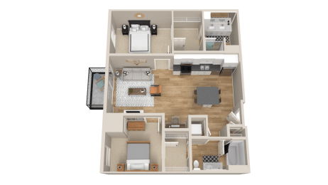 Vintage on Selby | Cooper | Two Bedroom Apartment 3D Floorplan