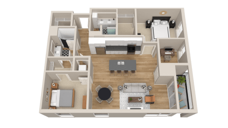 Vintage on Selby | Cooper | Two Bedroom with Den Apartment 3D Floorplan