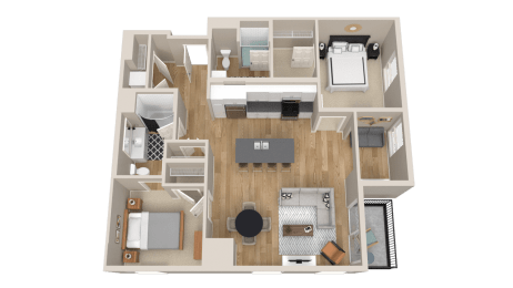 Vintage on Selby | Marilyn with Den | Two Bedroom plus Den Apartment 3D Floorplan