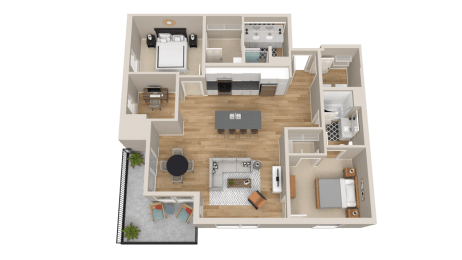 Vintage on Selby | Monroe with Den | Two Bedroom plus Den Apartment 3D Floorplan