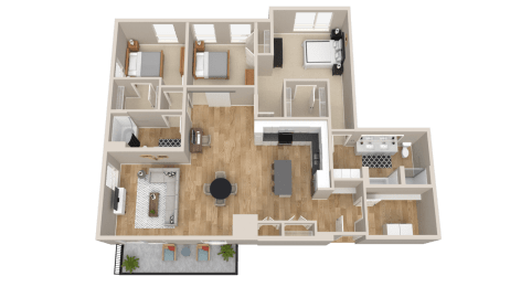 Vintage on Selby | Garland | Three Bedroom Junior Penthouse Apartment 3D Floorplan