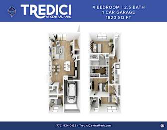 4 BDR  2.5 bath Townhome w/ 1 car garage 1820 sq ft