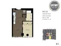 A floor plan of a room with a section of the street map.