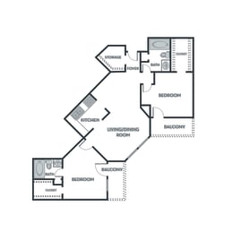 a floor plan of a house with a bedroom and a living room at The Burlington Apartments in St Paul, MN