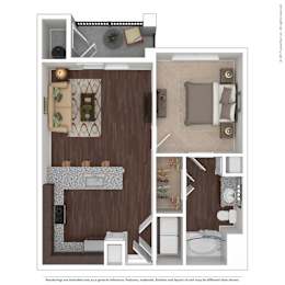A floor plan of a house with a living room, kitchen, and bathroom.