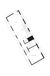 A floor plan of a house with a living room, kitchen, bathroom, and bedroom.