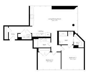 a floor plan of a house with a bedroom and a living room