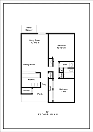 A floor plan of a house with a living room, dining room, kitchen, porch, and three bedrooms.
