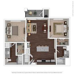 A floor plan of a house with a kitchen, living room, dining room, and bathroom.