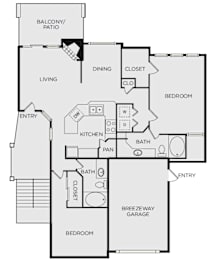 A black and white image of a house floor plan.