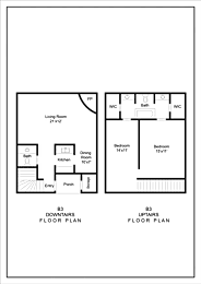 A floor plan of a B3 property showing the downstairs and upstairs floor plans.