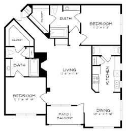 A black and white image of a floor plan for a house.