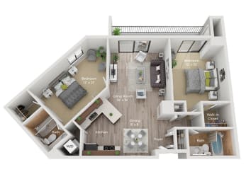 a floor plan of a 1 bedroom apartment at Central Park East in Arlington Heights, IL