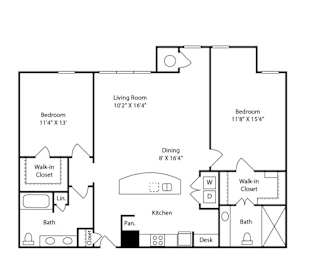 A black and white image of a floor plan for a house.