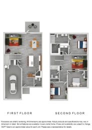 Floor Plan  a floor plan of a town house with a garage and a parking lot
