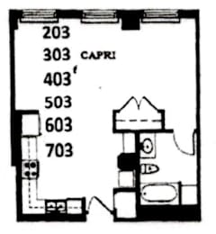A floor plan of a house with numbered rooms.