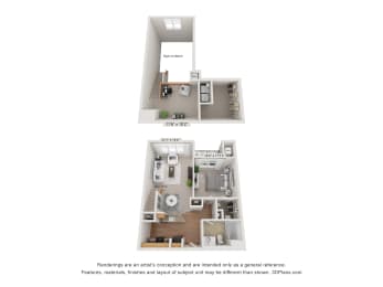 A floorplan of an apartment home