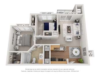 A floorplan of an apartment home