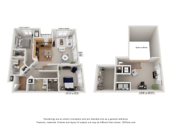 A floorplan of an apartment home